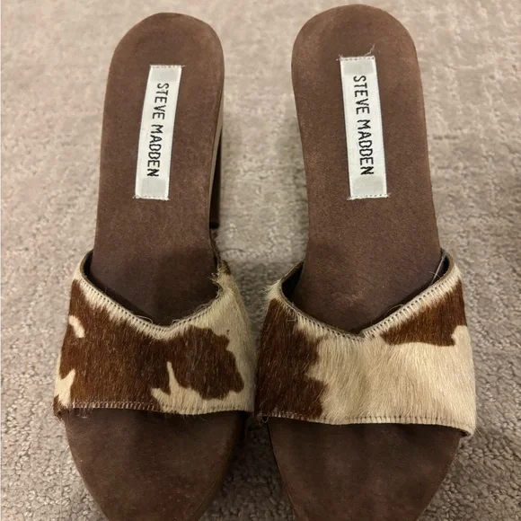 Steve Madden Brown and Cream Women's Heels - Picture 3 of 3